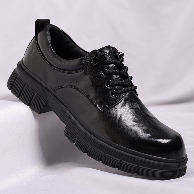 Spring New Hand-Scraped Genuine Cowhide Big Toe Martin Thick Sole Business Casual Leather Shoes Men's High-End_vogvips.com