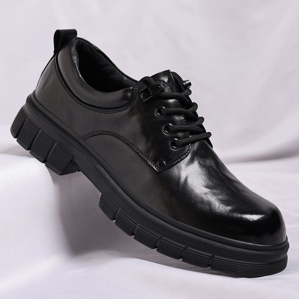 Spring New Hand-Scraped Genuine Cowhide Big Toe Martin Thick Sole Business Casual Leather Shoes Men's High-End_vogvips.com