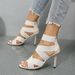2023 New Large Women's Shoes Roman Windfish Mouth Tie Elastic High Heels Sandals For Women_vogvips.com