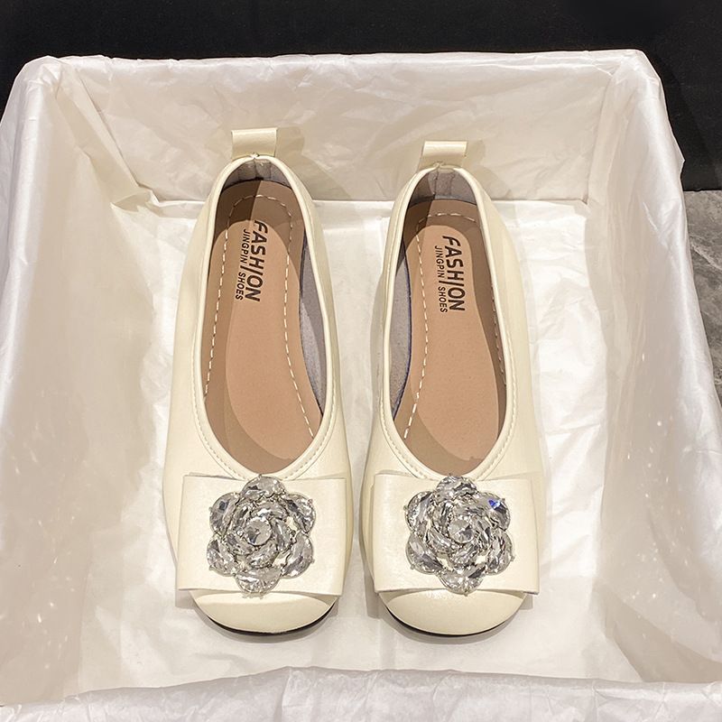 French High-end Versatile Square Head Rhinestone Black Single Shoes Women's Shoes Spring And Autumn Mid-heel Fashion Women's Shoes_vogvips.com