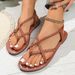 Cross-border Women's Flat | 2026 Summer New Solid Color Woven Thong Sandals Women For Outdoor Wear Wholesale_vogvips.com