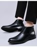 Large Size Men's Short Boots Retro Martin Boots Pointed Belt Buckle Velcro Cotton Boots Men's Shoes_vogvips.com