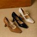 French-style Vintage Mary Jane Women's Shoes, Soft Leather, 2026 Spring New Model, Square Toe High Heels, Stiletto Heel, Single St_vogvips.com