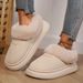 Labeled Women's Winter Warm Fleece-Lined Non-Slip EVA Thick-Soled Outdoor Wear Closed-Back Cotton Slippers Home Shoes_vogvips.com