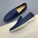 LP Genuine Loafers For Lazy People To Step On, 2025 New Casual Low Heel Dark Blue Calf Leather Shoes_vogvips.com