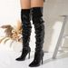 Women's Fashion Knee-High Boots With Side Zipper, Pointed Toe & Stiletto Heel - Stretch PU Material For Comfort & Style Street Style._vogvips.com