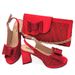 Women's Shoes Shoe And Bag Set Combination: Fish Mouth High Heels With Square Clutch (soft) + Rhinestone Flower_vogvips.com