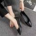 Soft Comfortable Flat Professional Women's Slip-on Black New Pointed-toe Soft-soled Work Shoes, Office Leather Shoes_vogvips.com