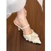 2025 Summer Mesh High Heels Hollow Pointed Closed Toe Stiletto Fairy Daily Lace Shallow Sandals In Various Sizes_vogvips.com