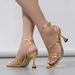 Women's Serpentine Line Band Square Head Sexy Fashion Party Gold Heels_vogvips.com