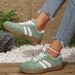Lightweight Comfortable For Women Fashion Striped Lace Up Sports Shoes Woman Casual Breathable Green Sneakers Plus Size_vogvips.com