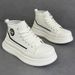 High-top Sneakers Trendy Versatile White Thick Sole Height-increasing Sports Casual Lightweight Genuine Leather Men's_vogvips.com