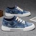 Men's Washed Denim Casual Skate Sneakers Breathable Non Slip Lace Up Platform Shoes_vogvips.com