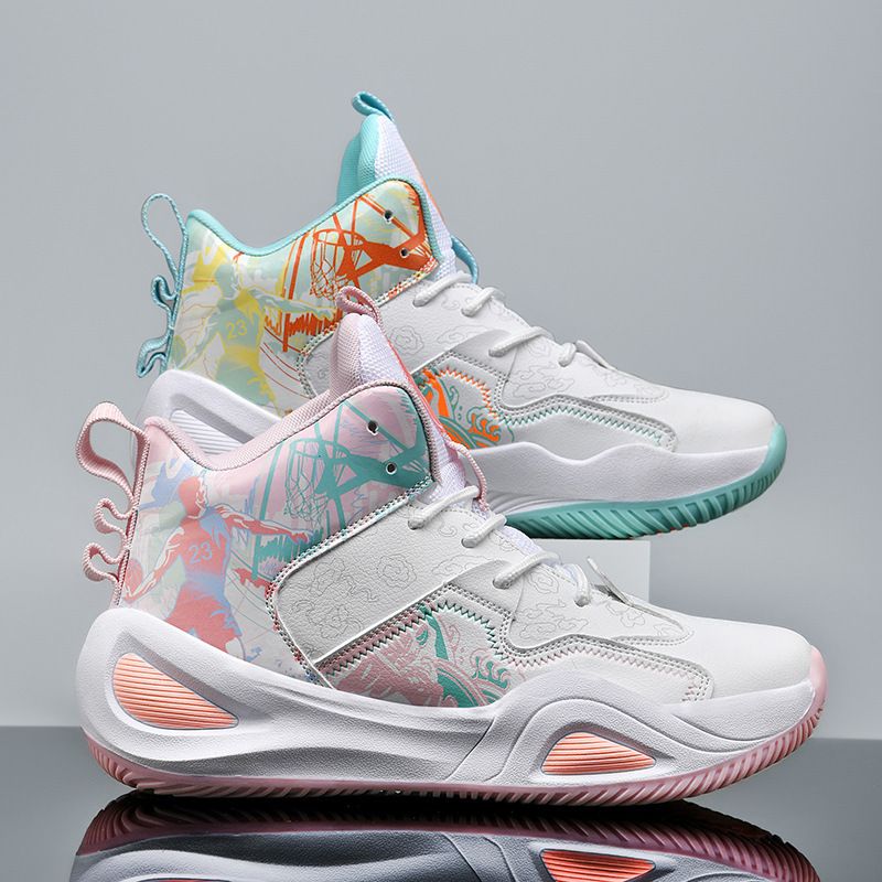 New autumn and winter mandarin duck basketball shoes men's leather breathable high top sports shoes students practical training shoes women's shoes_vogvips.com