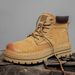 Men's Rugged Work Boots With Thick Sole & Fleece Lining - Genuine Leather Mid-Calf Martin Boots For Winter Comfort_vogvips.com