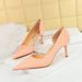 3226-A2 Korean Style Simple Thin Heel Shallow Mouth Pointed Toe Side Hollow Professional OL Versatile High Heels Women's_vogvips.com