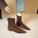 Weiwei Girl 351-1 Autumn Winter Suede Flat Sock Boots Flat Heel Slim Boots Elegant Pointed Toe Short Boots For Women_vogvips.com