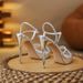 Summer High-heeled Shoes For Petite Women, Elegant And Comfortable, Silver Platform Sandals, 2026 New Model With_vogvips.com