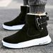 Men's High-Top Winter Boots With Fur Lining, Thick Sole Snow Boots For Men, Fashionable Buckle Design, Warm & Comfortable Casual Shoes_vogvips.com