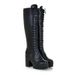 Women's High Side Zipper Long Tube Lace-up Chunky Heel Martin Boots Plus Size Shoes_vogvips.com