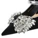 2905-H72 Korean Style Light Luxury Pointed Toe Wedge Strap Rhinestone Bow Decoration Color Block Design High Heel Shoes_vogvips.com