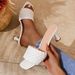 Women's High Heeled Sandals European American Style Slip On Woven Heel Backless Summer_vogvips.com