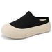 Women's Summer Thick Soled Slippers Breathable Closed Toe Low Cut Solid Color Height Increasing Simple Soft Sole Half Slippers_vogvips.com