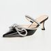 Women's Black Bow-Embellished Rhinestone High Heel Mules - Pointed Toe Slip-On Sandals For Women_vogvips.com