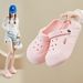 Cool Slippers Women's Thick-soled Bag Head Thick-soled Heightening Shoes Half-drag Hole Shoes Are Comfortable And Casual_vogvips.com