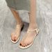 European American Style Women's Sandals To Pair With Skirts, Spring And Summer Flat Pearl Thong Sandals, Niche Retro_vogvips.com