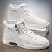 High-Top Sneakers Men Designed All Seasons, Featuring Non-Slip PU Sole And A White Laceless Design Suitable For Urban_vogvips.com