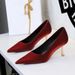 9527 French-style Fashion Banquet Pointed-toe Shallow Gold Silk Satin High-heeled Women, High-end Metal Stiletto Single_vogvips.com