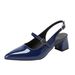 Line with pointed high heels chunky heel pumps Mary Jane bun head back empty sandals_vogvips.com
