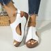 New 2024 Casual Foreign Trade Plus-size Women's Sandals For Outdoor Wear, With Stitching, Breathable, Velcro Closure,_vogvips.com