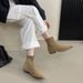 Fashion 2025 Winter New Square Toe Chunky Heel Suede Korean Style Ankle Slim Short Boots For Women Versatile_vogvips.com