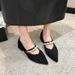 French Mary Jane Shoes Women's Shoes Spring And Summer Pearl Word With Pointed Tip With Skirt Shallow Mouth Single Shoes_vogvips.com