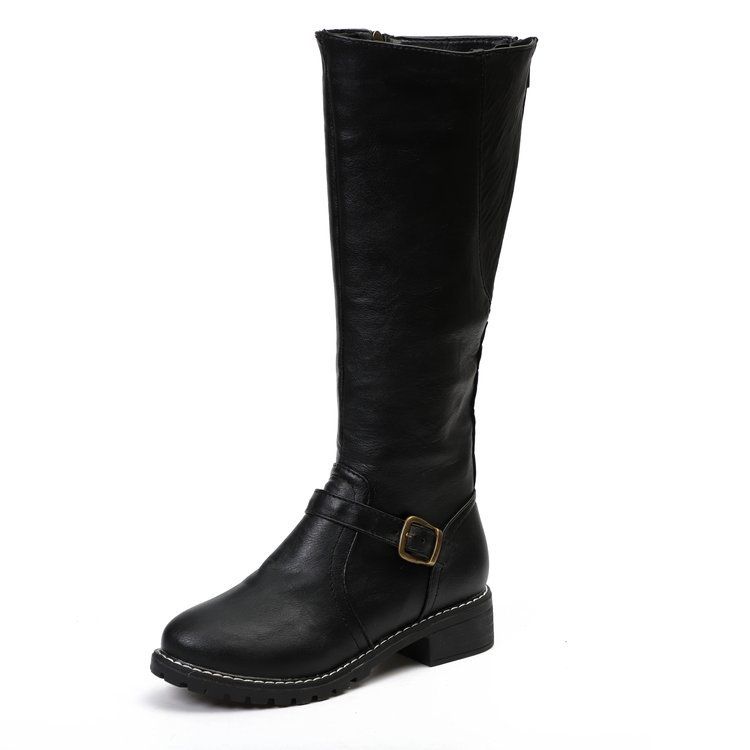 Big Round Toe Boots Fat Thin Two Thick Heels Knight's Boots_vogvips.com