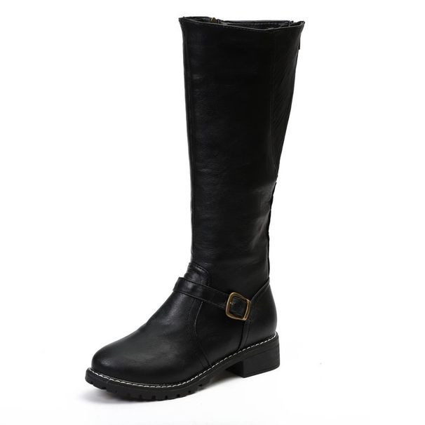 Big Round Toe Boots Fat Thin Two Thick Heels Knight's Boots_vogvips.com