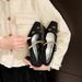 6413 High Heels Women Thick Heel 2026 New Square Toe Mary Jane French Bowknot Woven Surface Single Shoes_vogvips.com