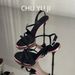 Chuyuji Black Stiletto High Heels 2026 New Summer Open-Toe Satin Color-Block Elegant Versatile For Dating_vogvips.com