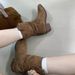 Alilovers Slimming Pointed Pleated Short For Women Spring And Autumn Single Western Chunky Heel Martin Boots_vogvips.com