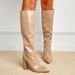 Pointed Toe Chunky Heeled Over The Knee Boots Fashion Knee-High Boots With Pointed Toe And Chunky Heel - Elegant PU Leather Riding Boots For Winter_vogvips.com
