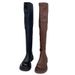 Knee High Riding Boots With Chunky Heel And Round Toe Stylish Winter Boots Fashionable Tall Boots High Heel Slim Fit Riding Boots Versatile Long Boots_vogvips.com