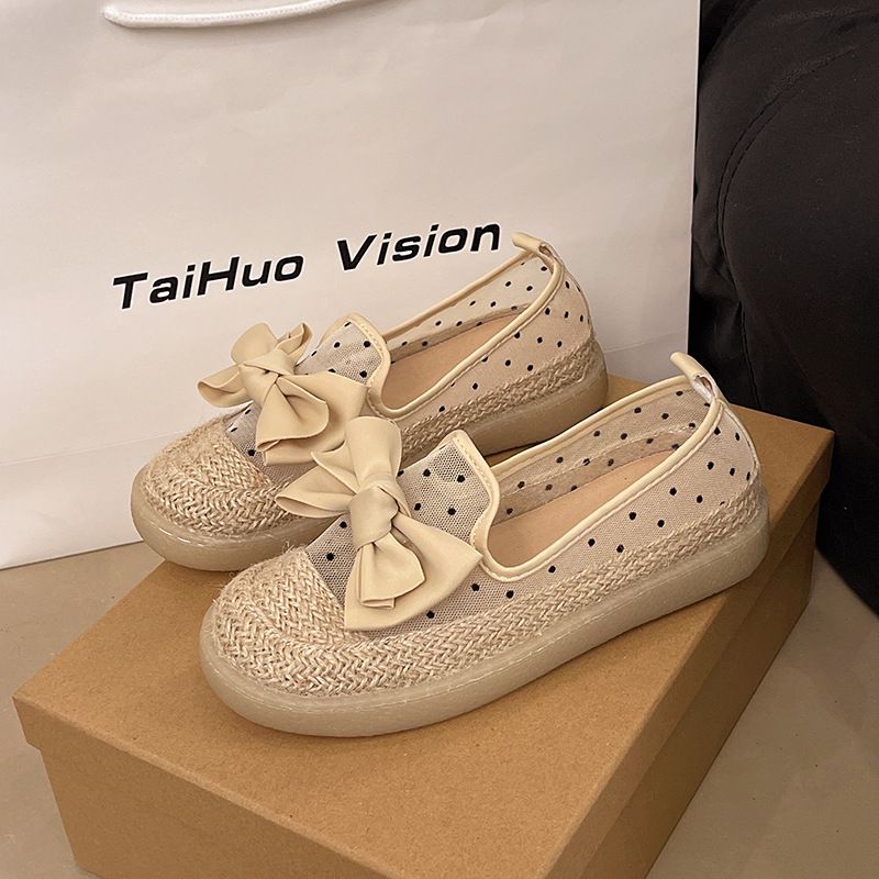 Evening Wind Single Shoes Women's Spring One-pedal Loafer Fisherman Shoes Thick-soled Breathable Mesh Doudou Shoes_vogvips.com