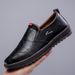 Casual Slip-On Flat Fashionable Black Round Toe Single Business Men's Shoes_vogvips.com