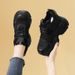 Platform Height Increasing Dad Sneakers 2024 New Spring And Autumn Black Genuine Leather Versatile Women's Casual Sports Shoes_vogvips.com