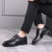 Euro Step Men's Business Formal High-end Genuine Leather Casual Black British Style Solid Color Height-increasing Wedding Shoes_vogvips.com