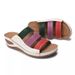2025 Summer Colored Casual Set Feet Hollow Slope Heel Adult One Line Women's Large Slippers_vogvips.com