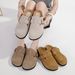 Women's Shoes Genuine Leather Shoes New Spring And Autumn Thick Soled Closed Toe Slip On Fashionable Flat Half Slippers_vogvips.com