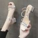 Women's Fairy Style Sandals 2024 New Rhinestone One-Strap Chunky Heel Roman High Heels Internet Celebrity Two-Way Summer_vogvips.com